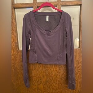 Athleta Deep Purple Cropped Long Sleeve Top-lace detail